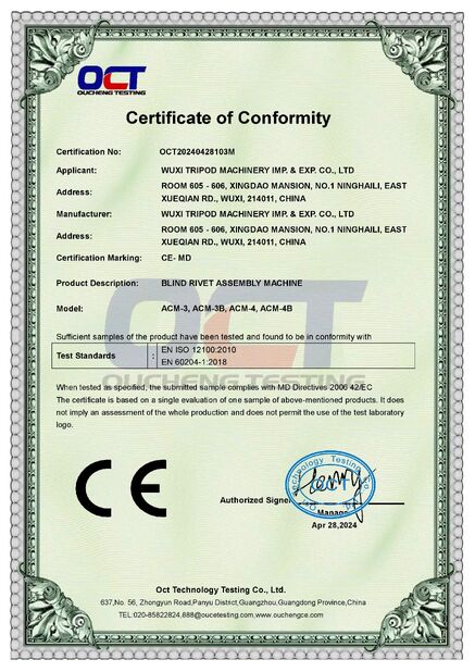 Chiny Wuxi Tripod Machinery Imp. & Exp. Co., Ltd. Certyfikaty